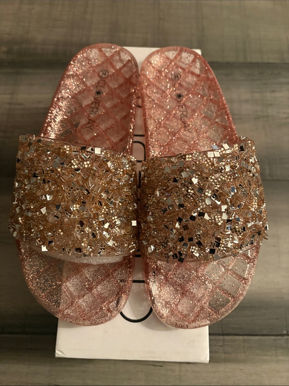 Never Worn- Rose Gold Jelly Slide